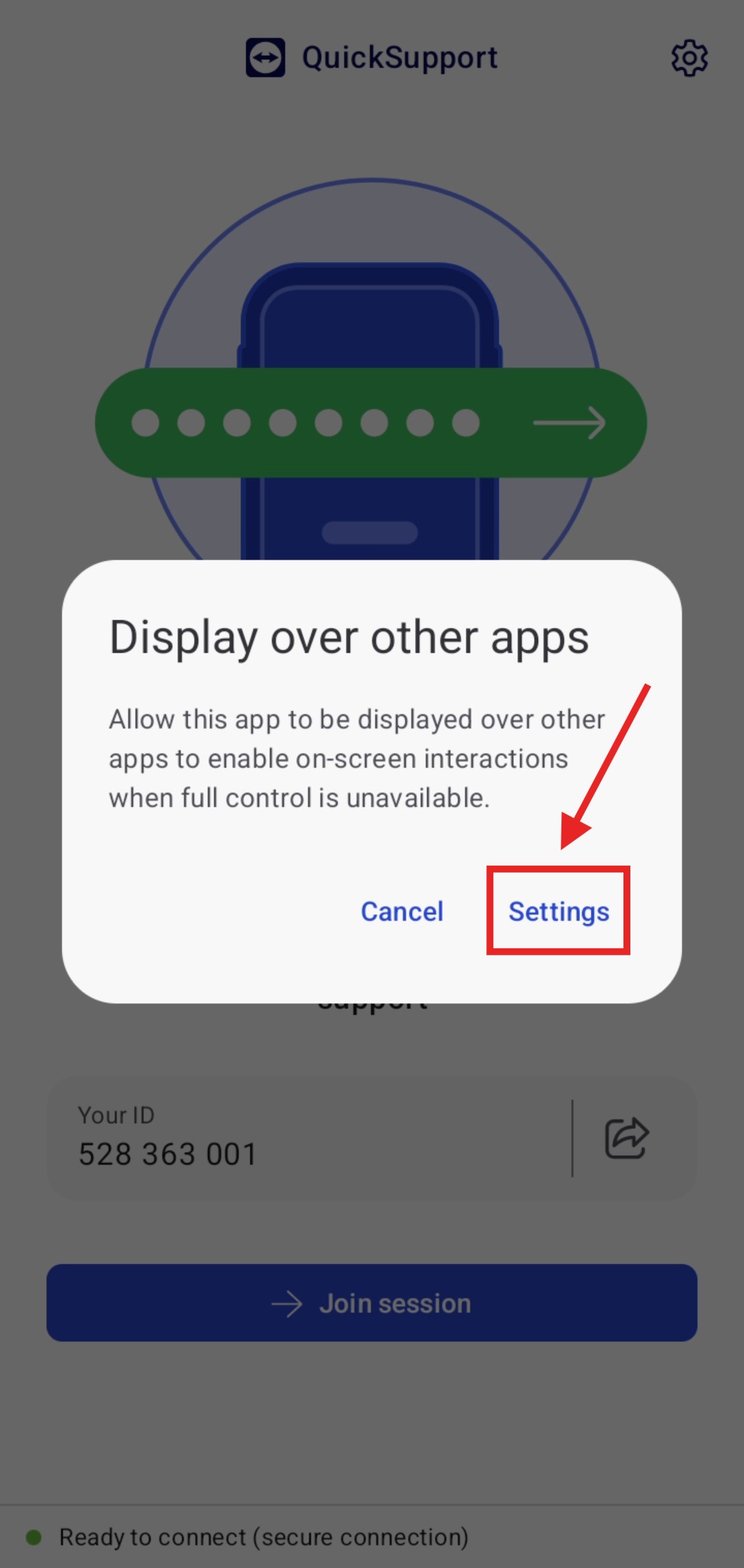 Step 10: Display over other apps